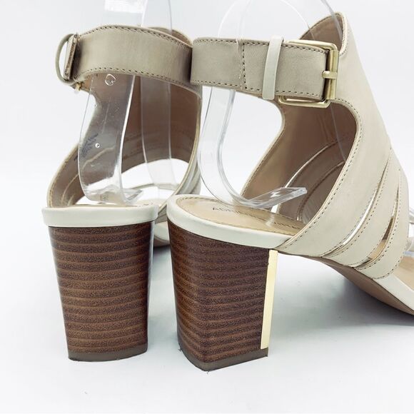 Adrienne Vittadini Pilly Cream‎ Leather Block Heel Sandals 9 - Picture 6 of 12
